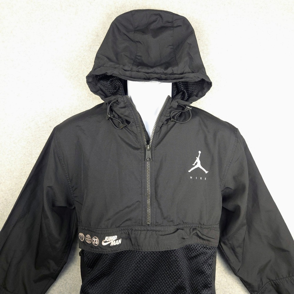Nike Jordan Jumpman Black Anorak Windbreaker Hoodie Jacket Men's Size S
